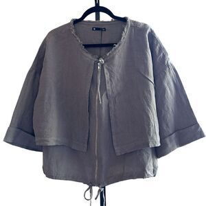 Revolve Krisa Los Angeles 100% Linen Jacket in Grey Size S